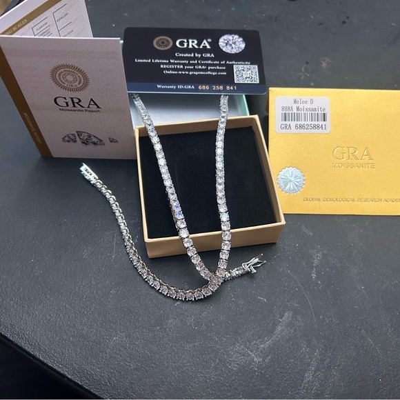4mm Moissanite Tennis Chain 20 inch Necklace-VVS D-925 Sterling. Passes test. - Picture 4 of 14